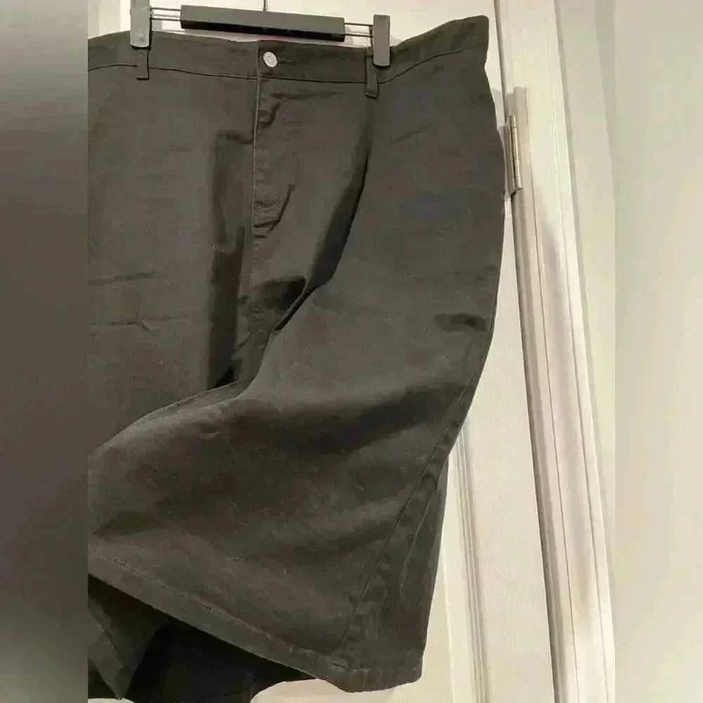 Dickies Black Cotton Spandex Mini Skirt Back Slit Button Front Plus Size 24 - Picture 3 of 10